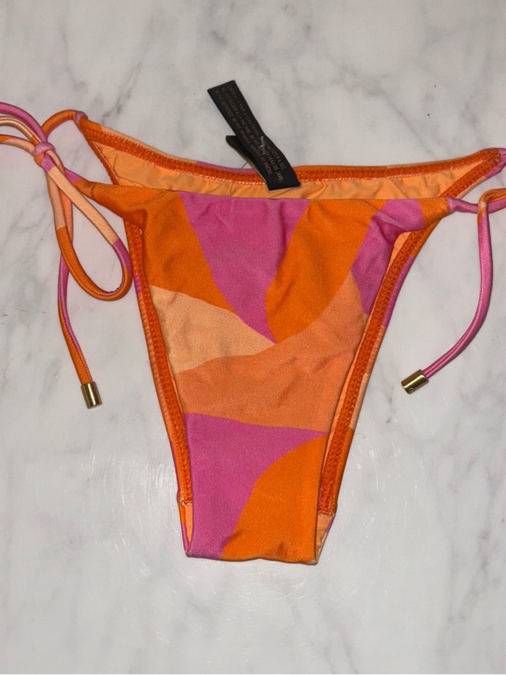 Tie-Side Bikini Bottom in Orange & Pink